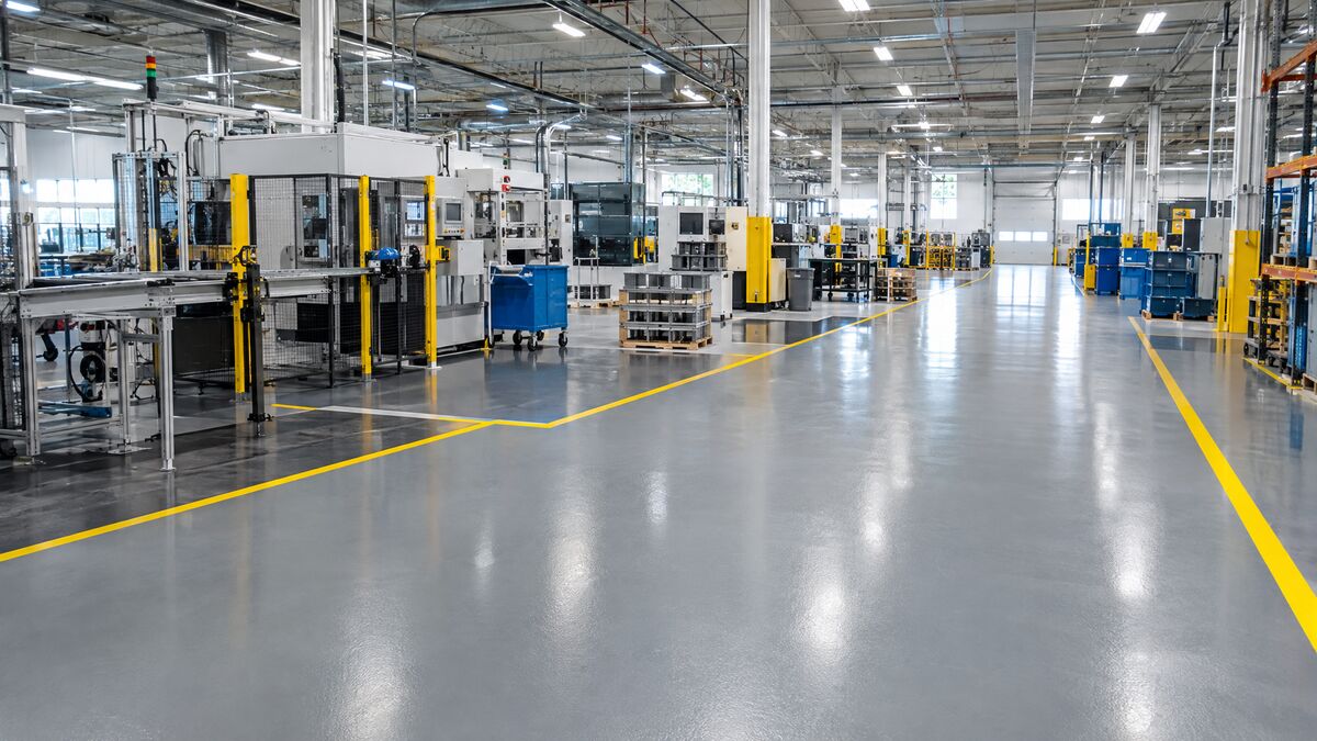 Completed industrial epoxy flooring installation